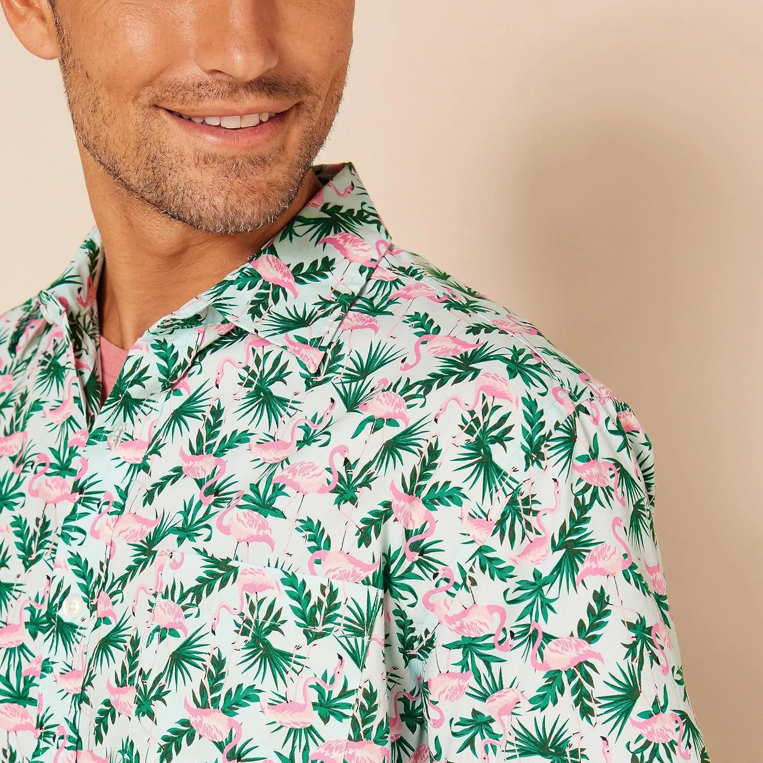 Amazon Essentials Men's Regular-Fit Short-Sleeve Print Shirt
