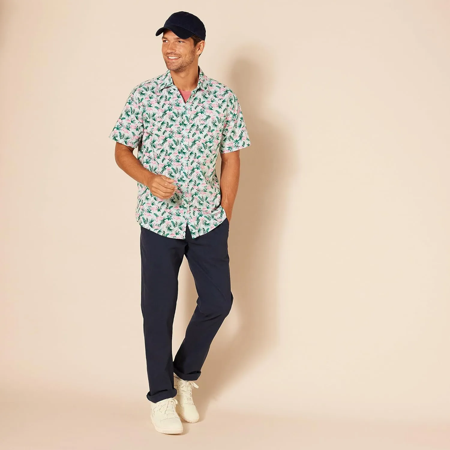 Amazon Essentials Men's Regular-Fit Short-Sleeve Print Shirt