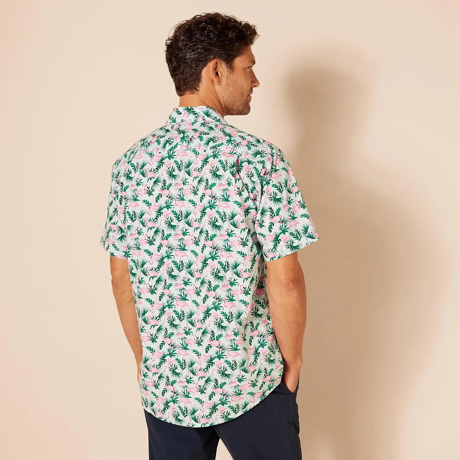 Amazon Essentials Men's Regular-Fit Short-Sleeve Print Shirt