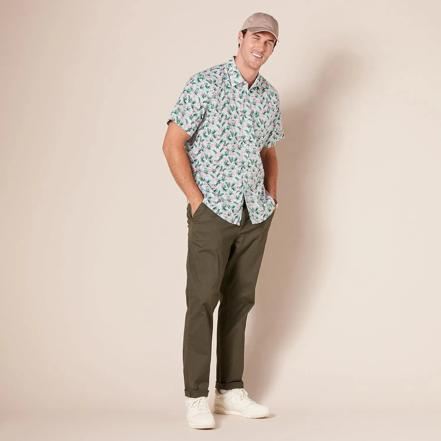 Amazon Essentials Men's Regular-Fit Short-Sleeve Print Shirt