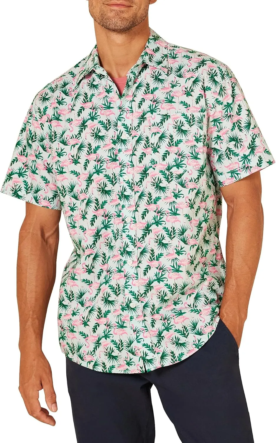 Amazon Essentials Men's Regular-Fit Short-Sleeve Print Shirt
