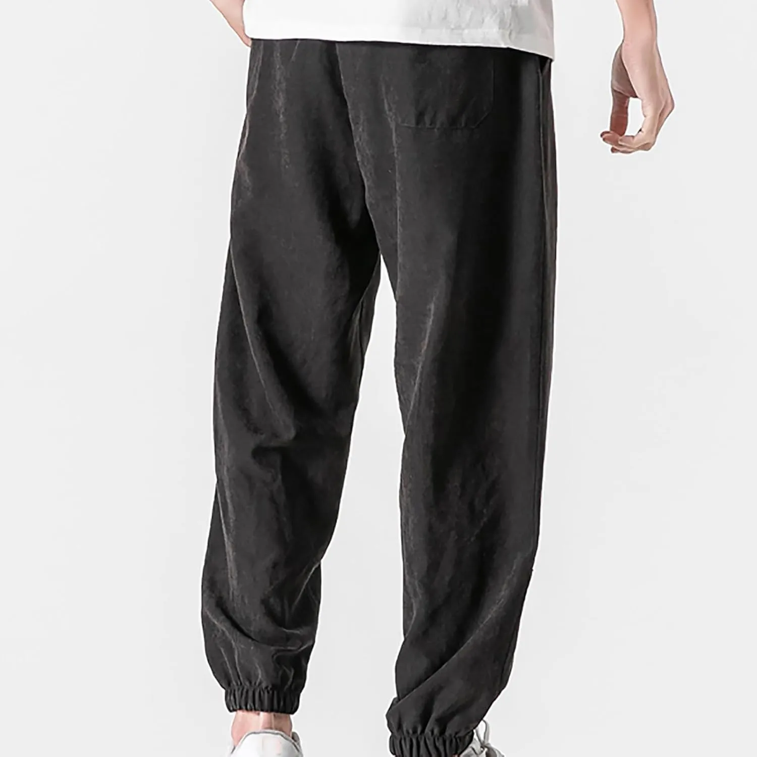Baggy Sweatpants for Men Casual Fashion Drawstring Elastic Waist Solid Beam Feet Pants Athletic Apered Joggers