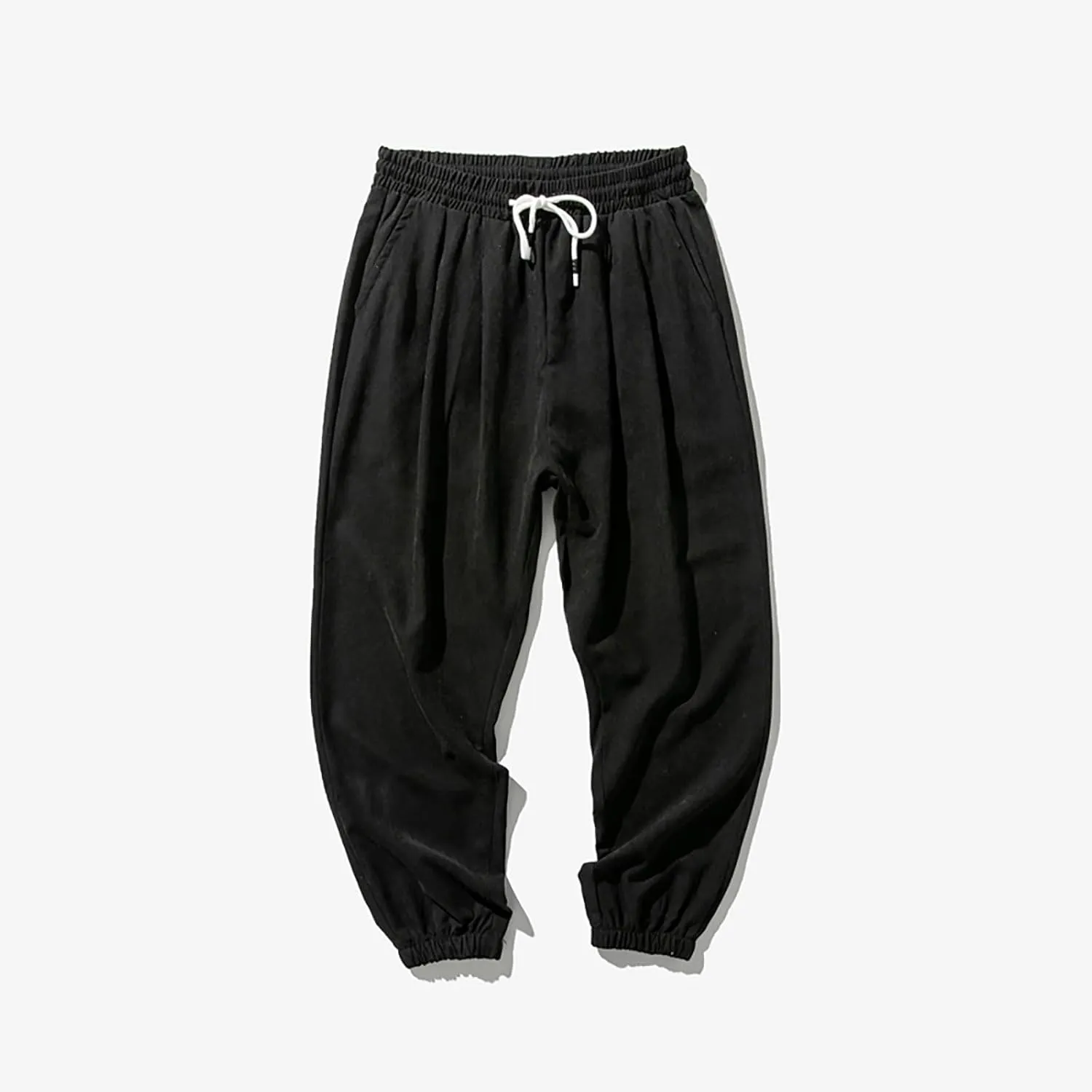 Baggy Sweatpants for Men Casual Fashion Drawstring Elastic Waist Solid Beam Feet Pants Athletic Apered Joggers