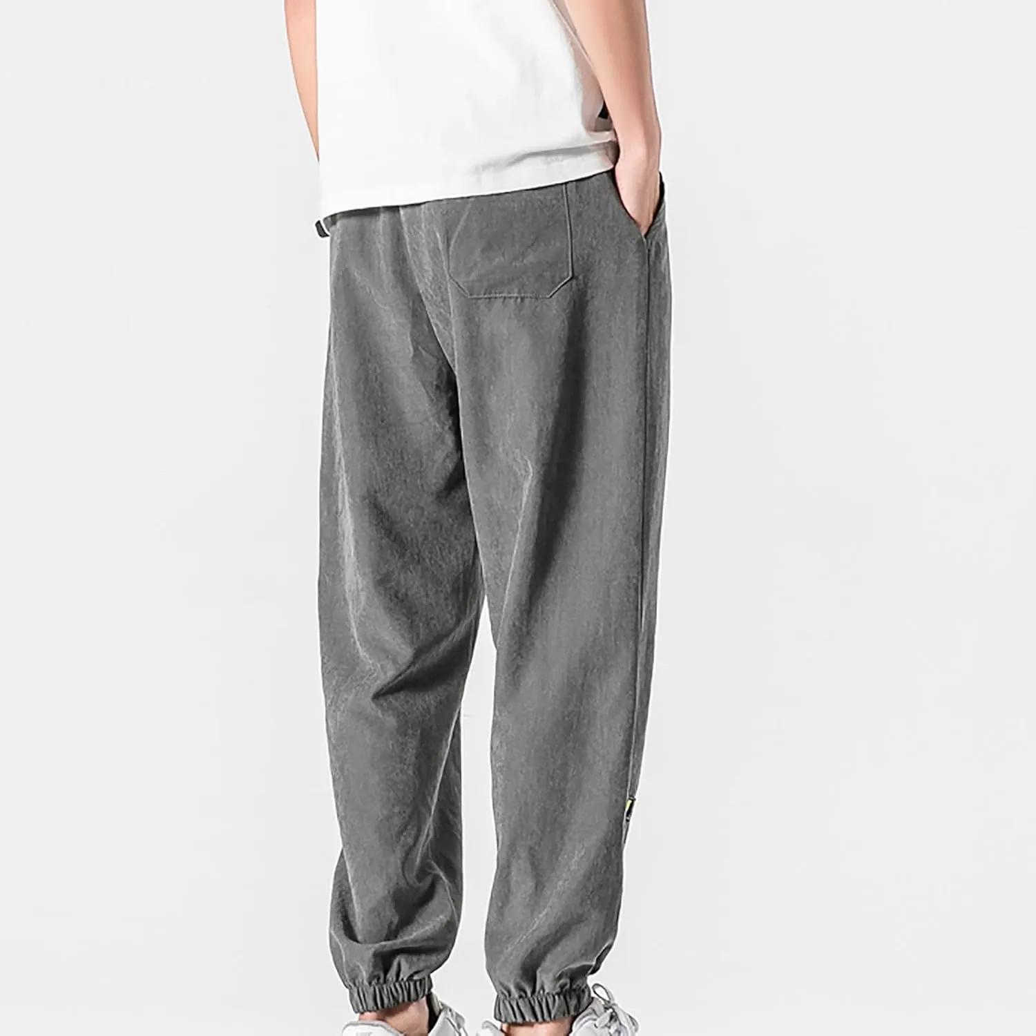 Baggy Sweatpants for Men Casual Fashion Drawstring Elastic Waist Solid Beam Feet Pants Athletic Apered Joggers