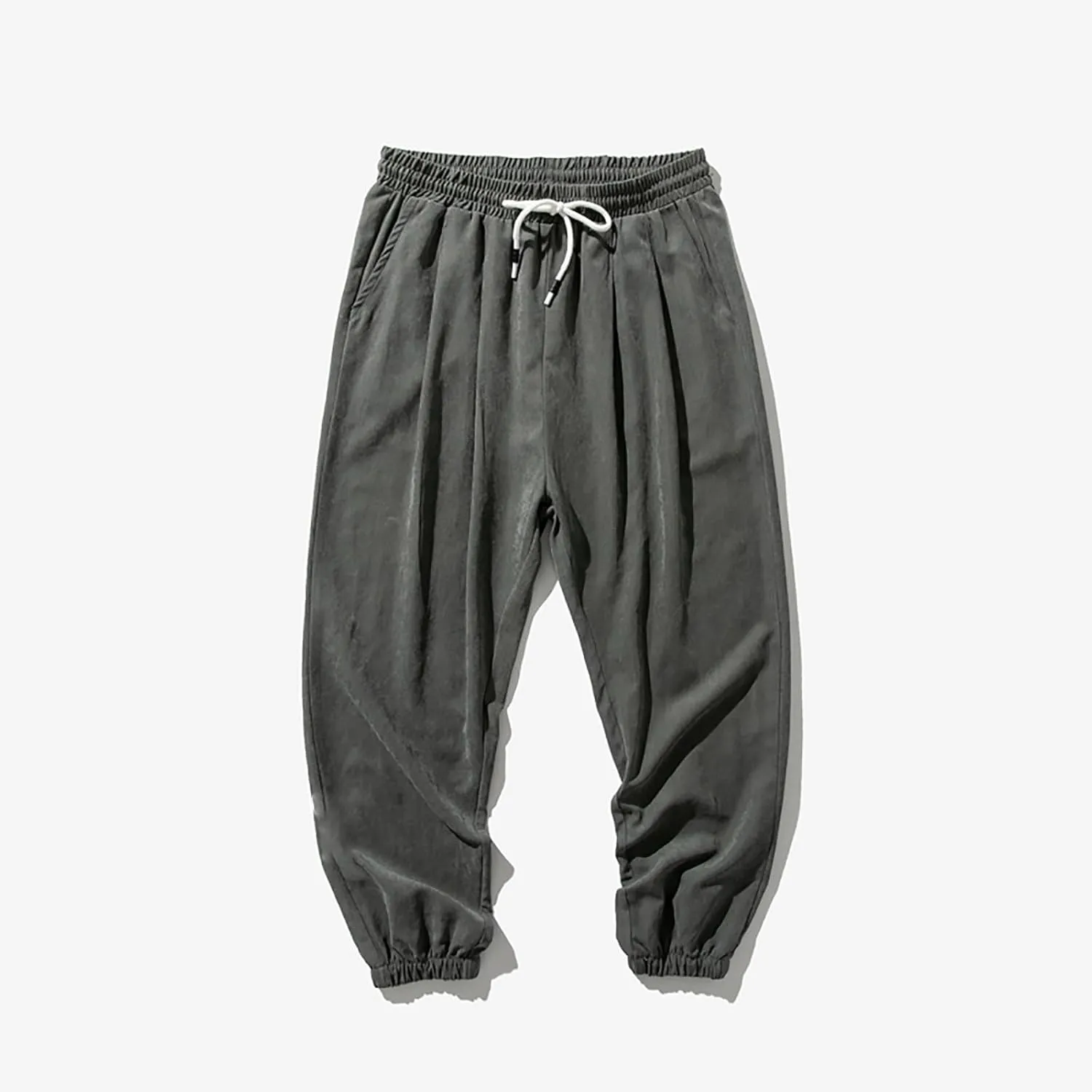 Baggy Sweatpants for Men Casual Fashion Drawstring Elastic Waist Solid Beam Feet Pants Athletic Apered Joggers