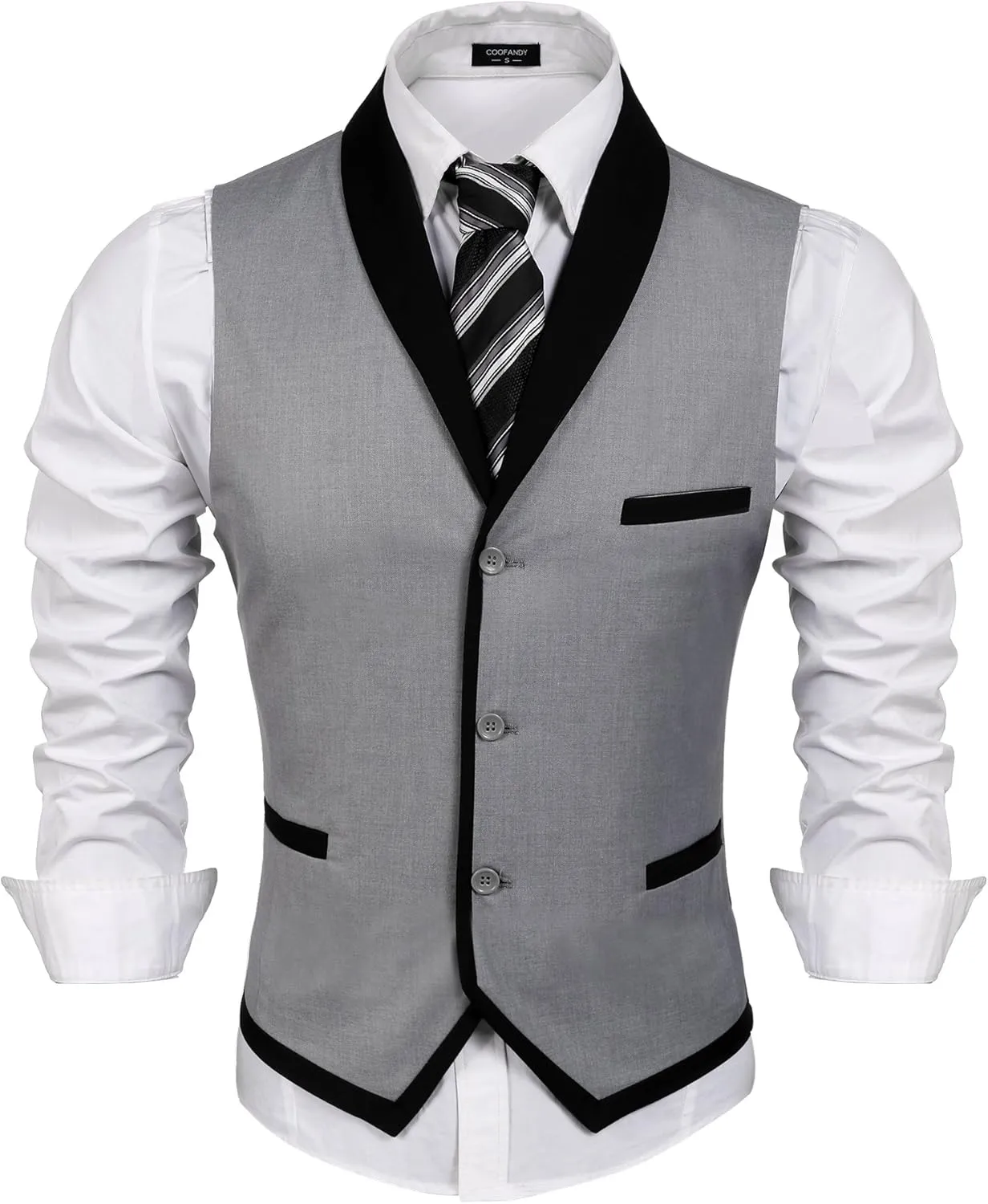 COOFANDY Men's Suit Vest Slim Fit Formal Business Dress Vest Casual Wedding Waistcoat