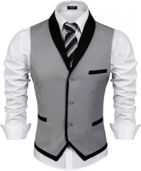 COOFANDY Men's Suit Vest Slim Fit Formal Business Dress Vest Casual Wedding Waistcoat