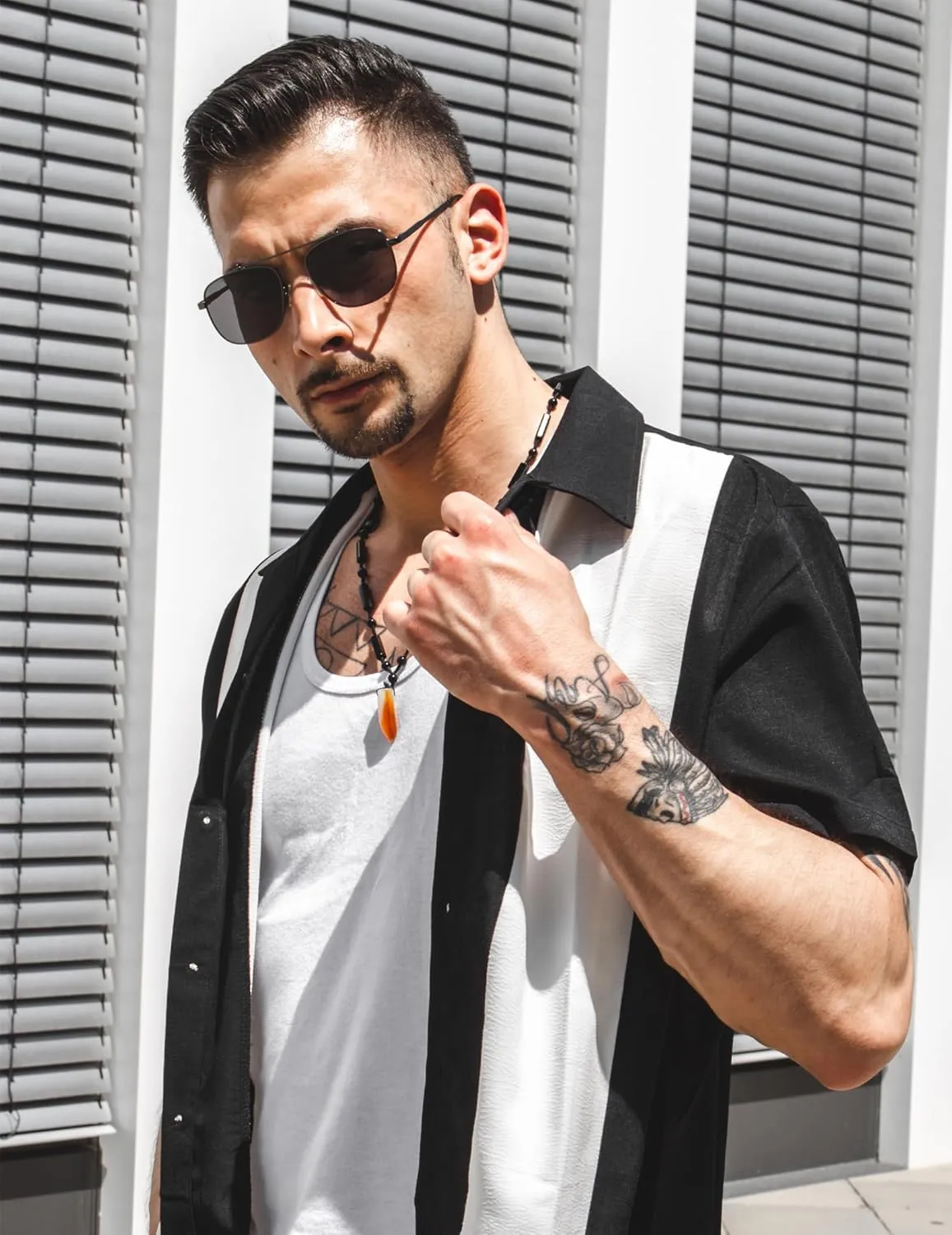 COOFANDY Men's Vintage Bowling Shirt Short Sleeve Button Down Summer Cuba Beach Shirts