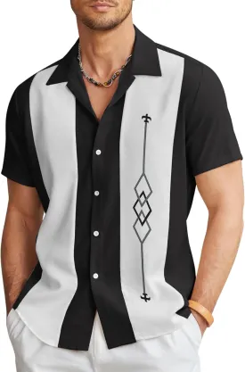 COOFANDY Men's Vintage Bowling Shirt Short Sleeve Button Down Summer Cuba Beach Shirts