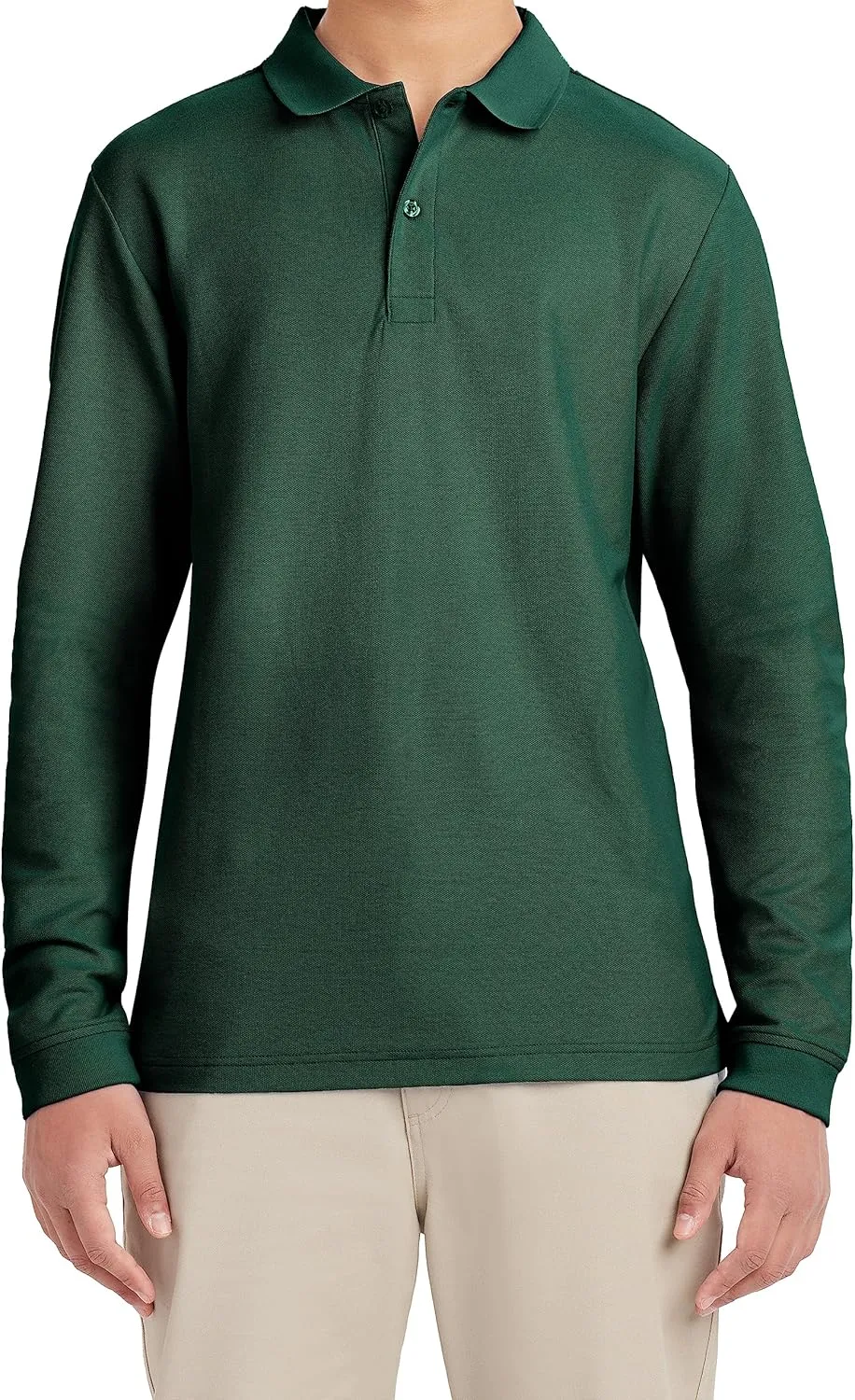 IZOD Uniform Young Men's Long Sleeve Pique Polo