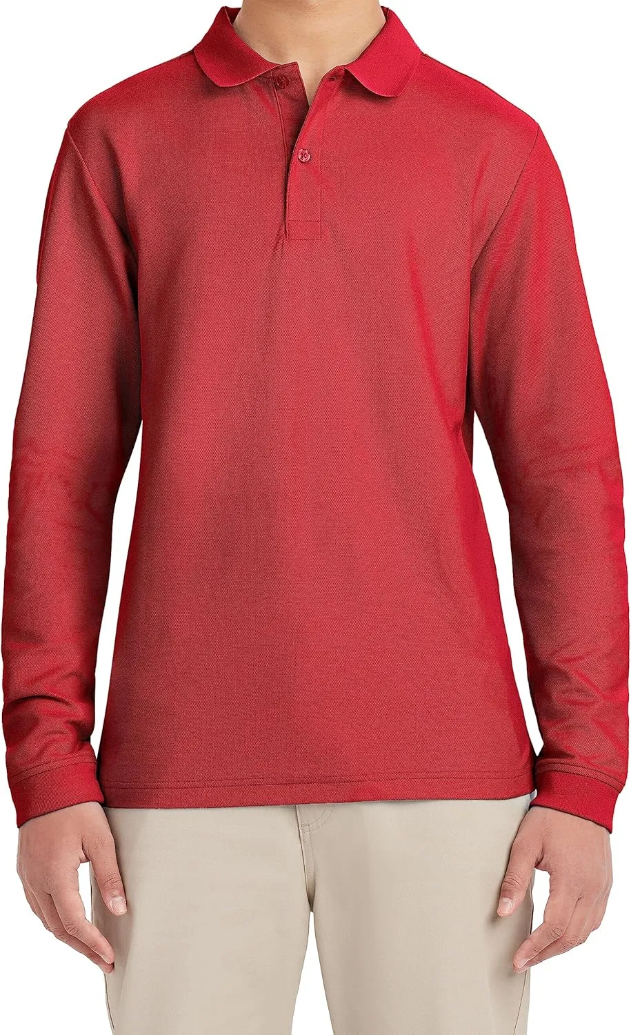 IZOD Uniform Young Men's Long Sleeve Pique Polo