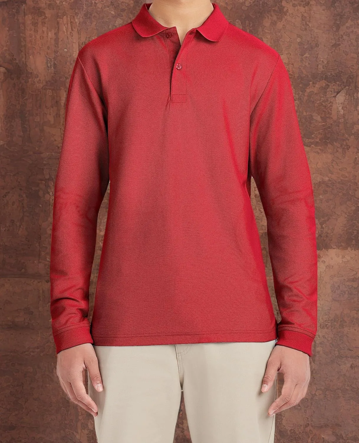 IZOD Uniform Young Men's Long Sleeve Pique Polo