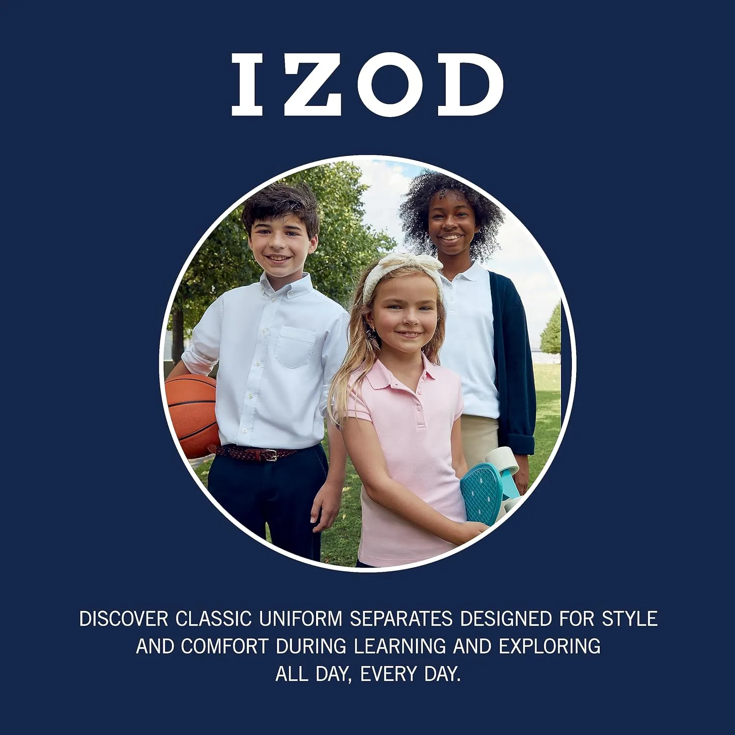 IZOD Uniform Young Men's Long Sleeve Pique Polo