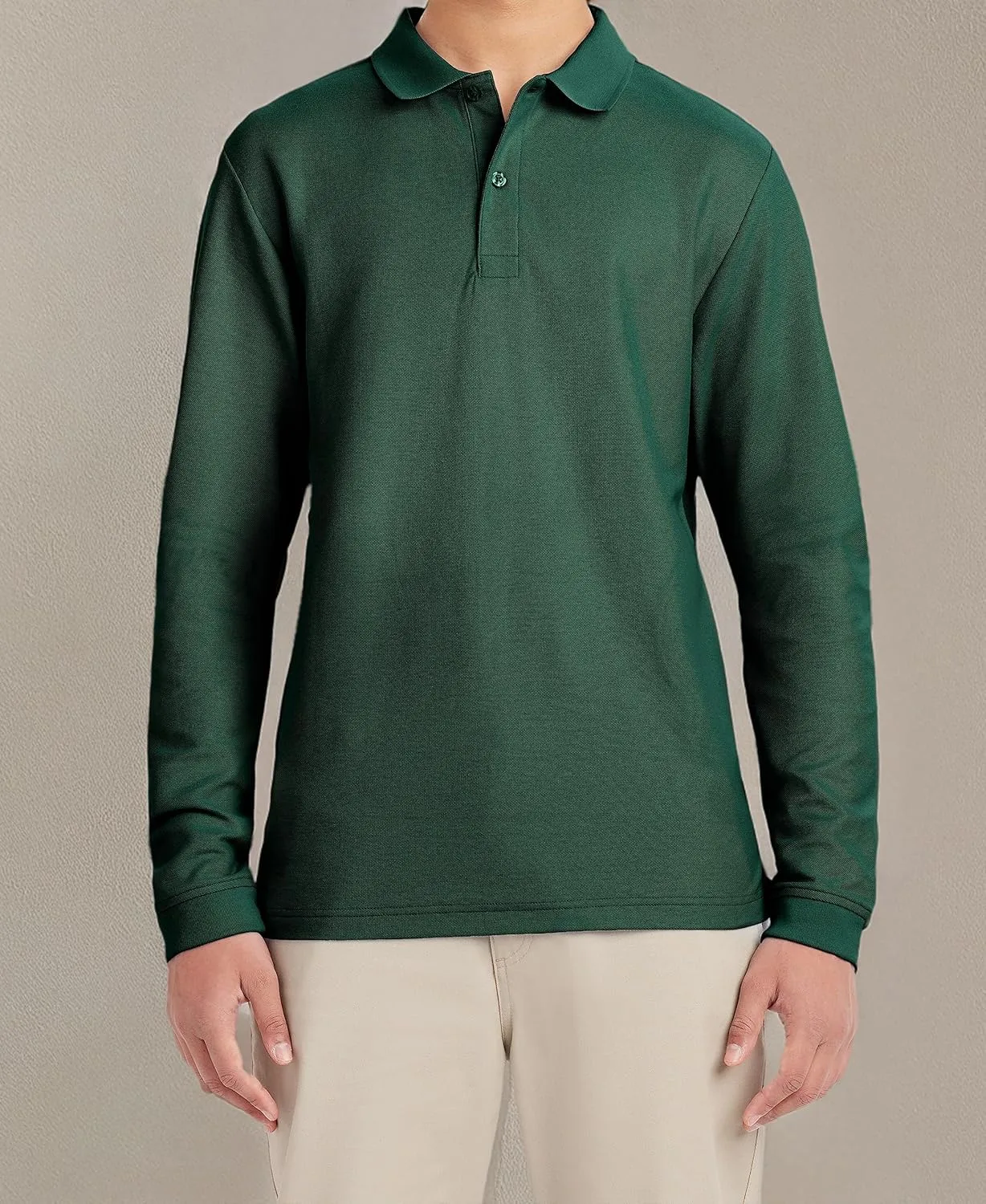 IZOD Uniform Young Men's Long Sleeve Pique Polo