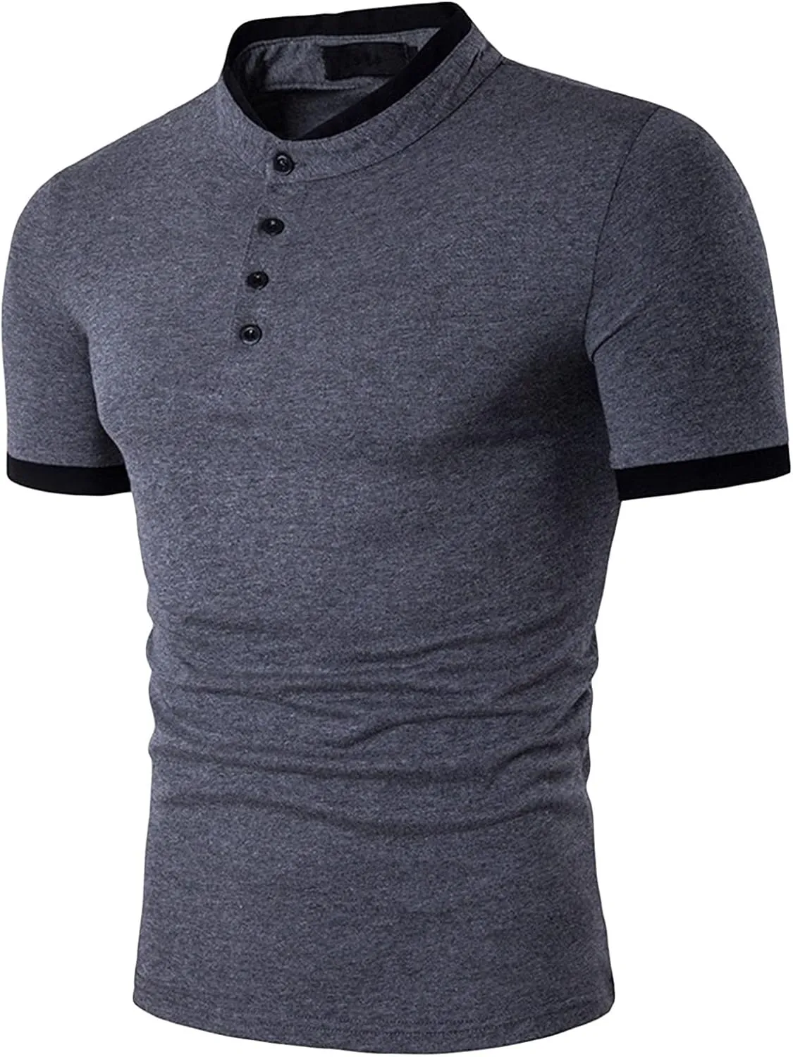 JEShifangjiusu Men's Short Sleeve Cotton Shirt Summer Casual Regular Fit Polo Shirt Contrast Color Collar Fashion T-Shirts