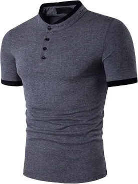 JEShifangjiusu Men's Short Sleeve Cotton Shirt Summer Casual Regular Fit Polo Shirt Contrast Color Collar Fashion T-Shirts