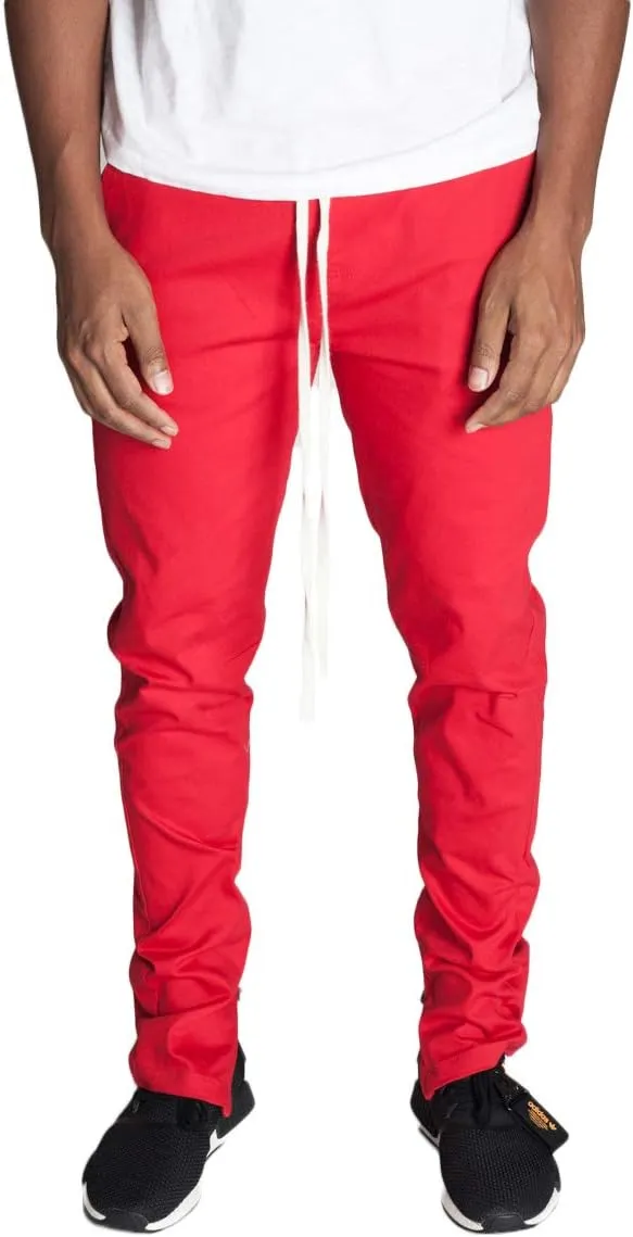 KDNK Men's Tapered Skinny Fit Joggers - Urban Drawstring Pants with Ankle Zipper