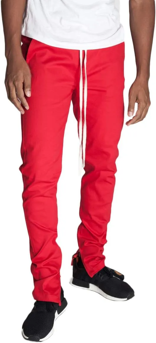 KDNK Men's Tapered Skinny Fit Joggers - Urban Drawstring Pants with Ankle Zipper
