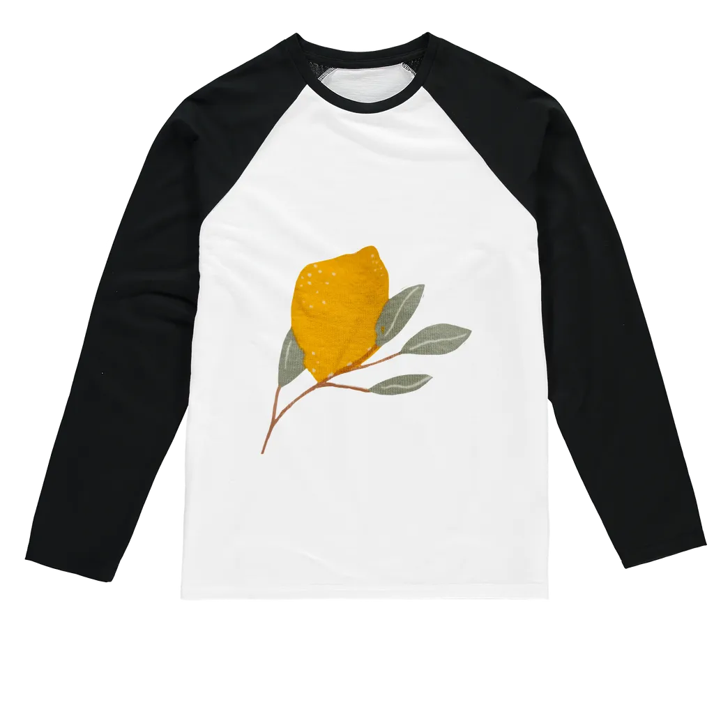 Lemon and Leaves Sublimation Baseball Long Sleeve T-Shirt