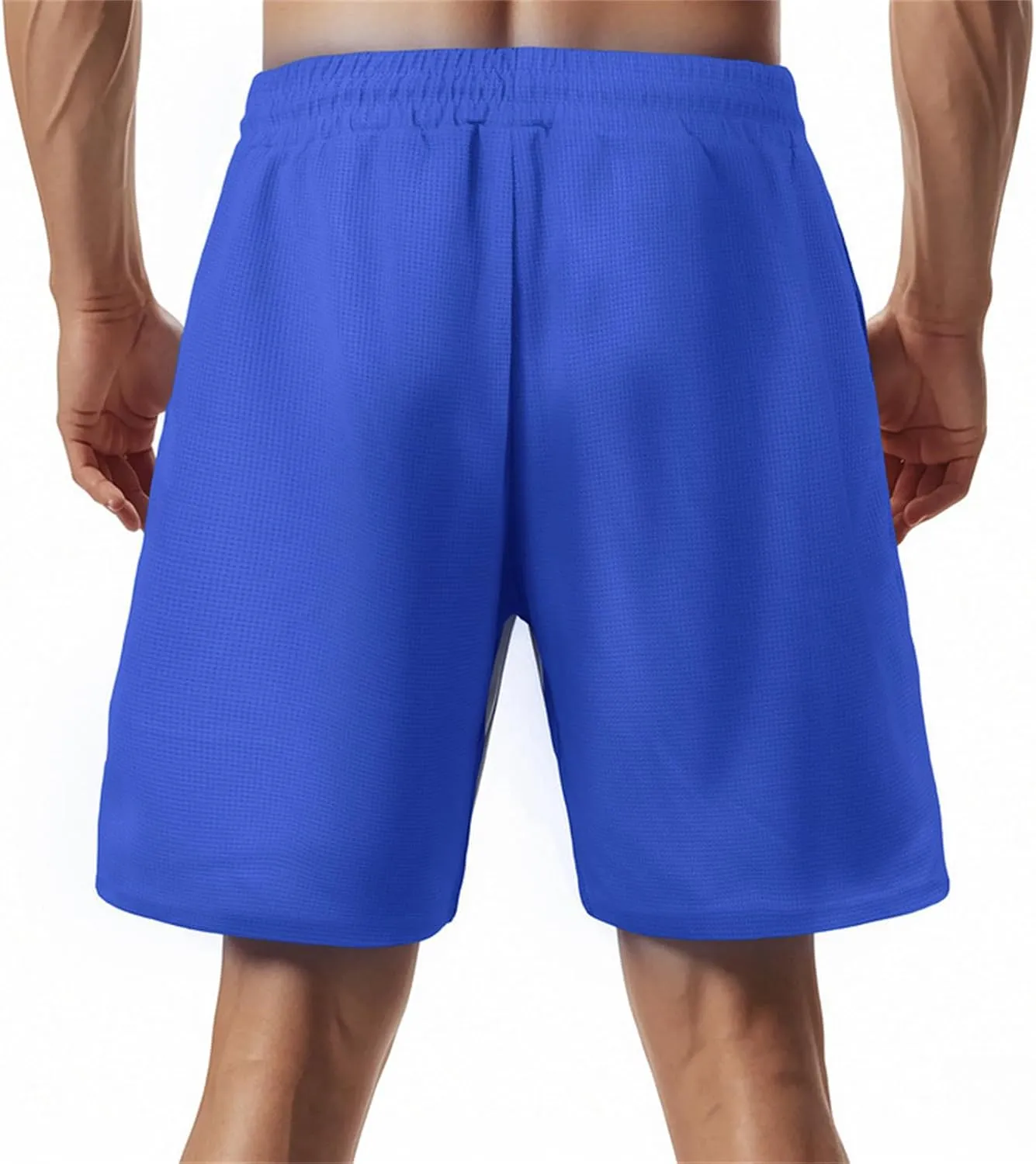 Mens Casual Waffle Shorts Textured Knit Athletic Tennis Workout Sweat Shorts Elastic Waist Summer Beach Short Pants