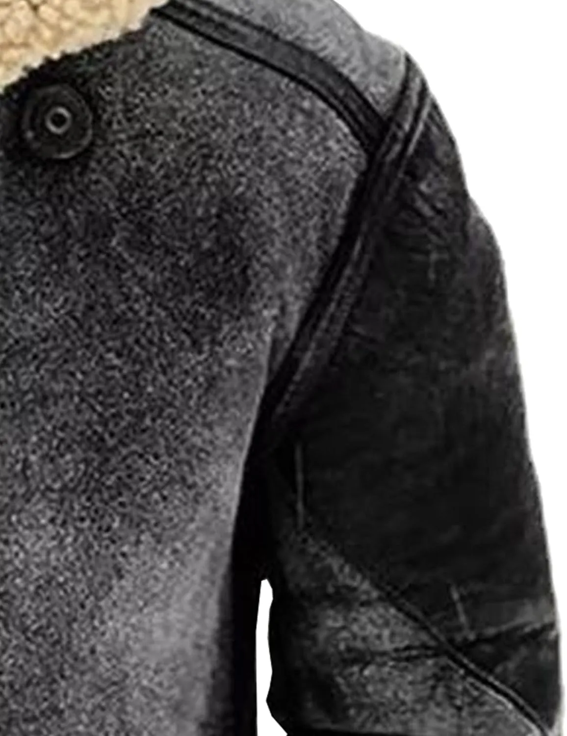 Men's Suede Winter Jacket Fur Collar Bomber Faux Leather Coat Sherpa Lined Warm Winter Outwear