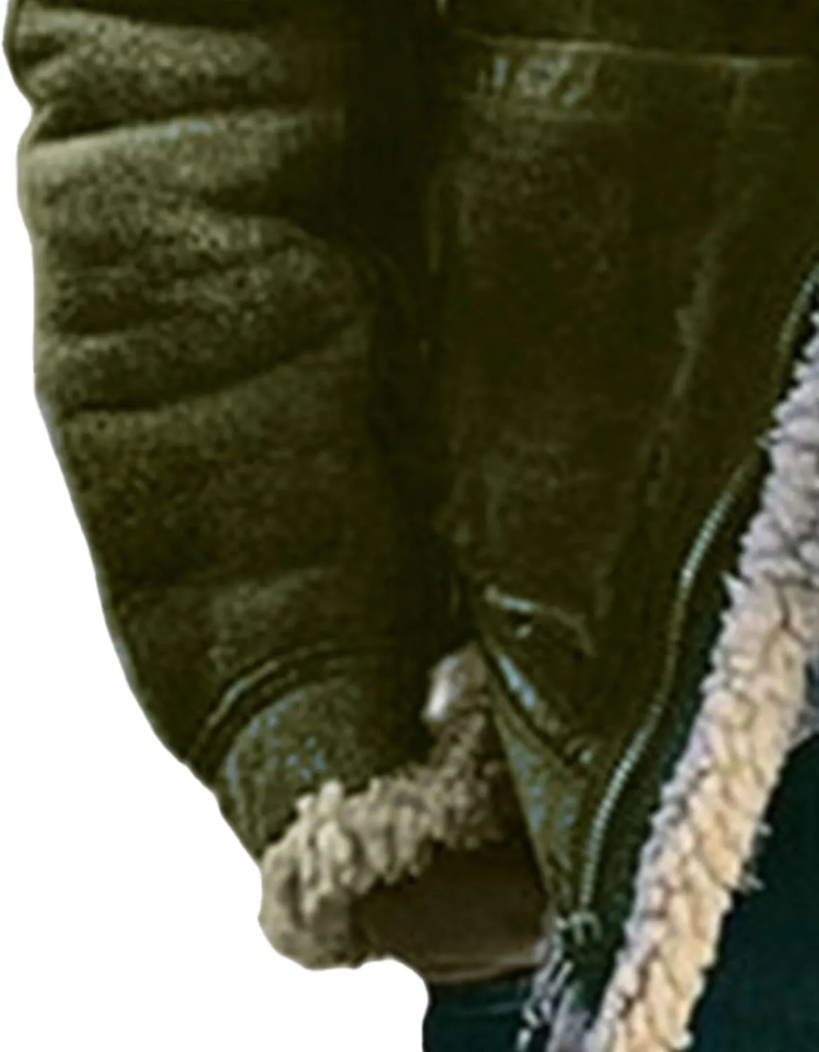 Men's Suede Winter Jacket Fur Collar Bomber Faux Leather Coat Sherpa Lined Warm Winter Outwear