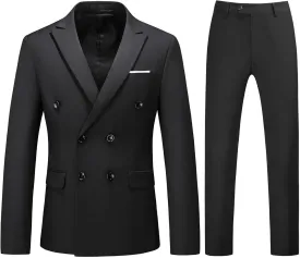 Mens Suits Slim Fit 2 Piece Double Breasted Blazer Tuxedo Suit Set for Men Casual Wedding Casual Business