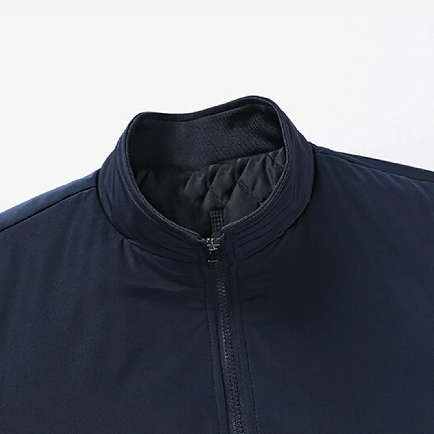 Men's Windproof Padded Jacket Casual Winter Full Zip Coats Quilted Bomber Warm Stand Collar Outwear