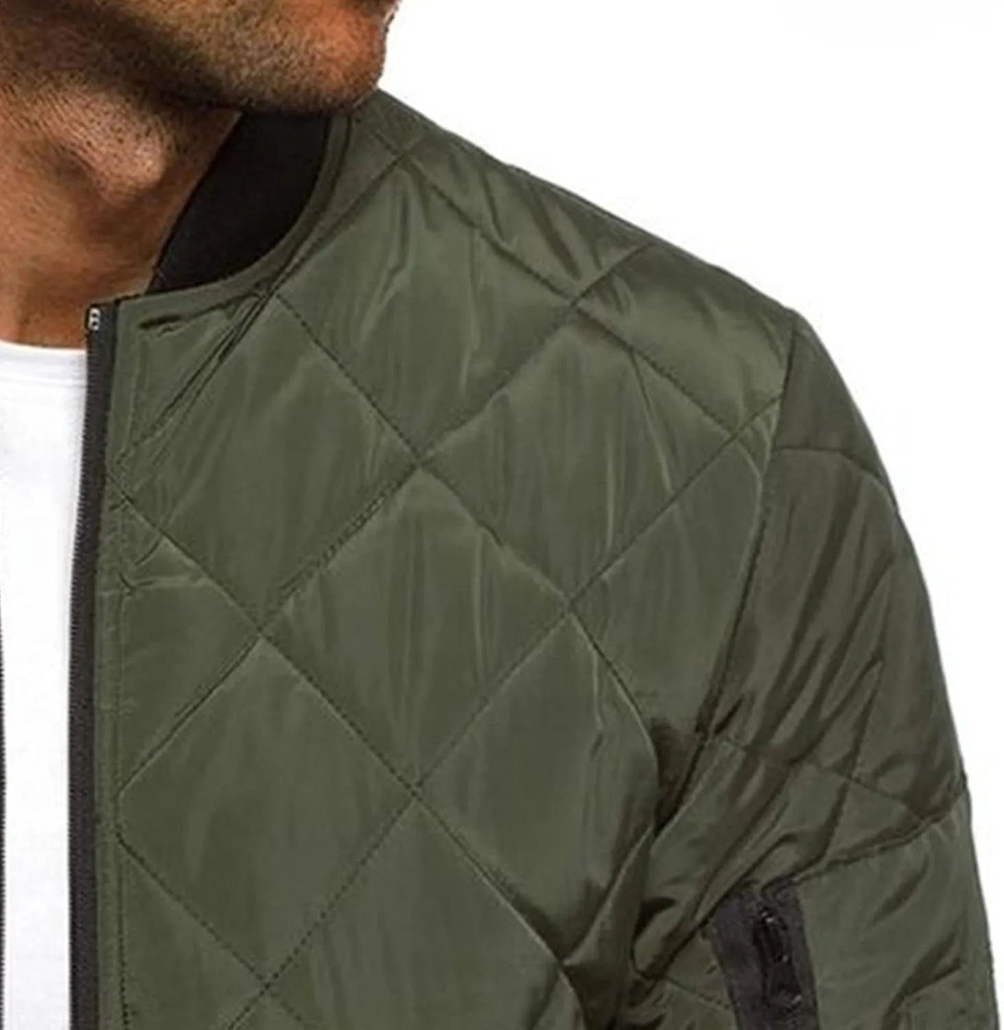 Men's Winter Baseball Jacket Male Warm Diamond Quilted Bomber Jacket Men Casual Thicken Pilot Padded Coats