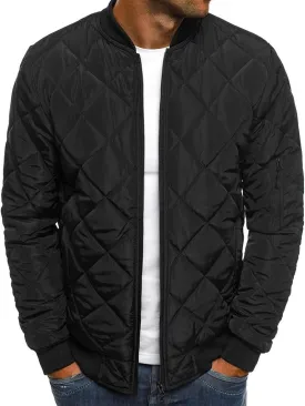 Men's Winter Baseball Jacket Male Warm Diamond Quilted Bomber Jacket Men Casual Thicken Pilot Padded Coats