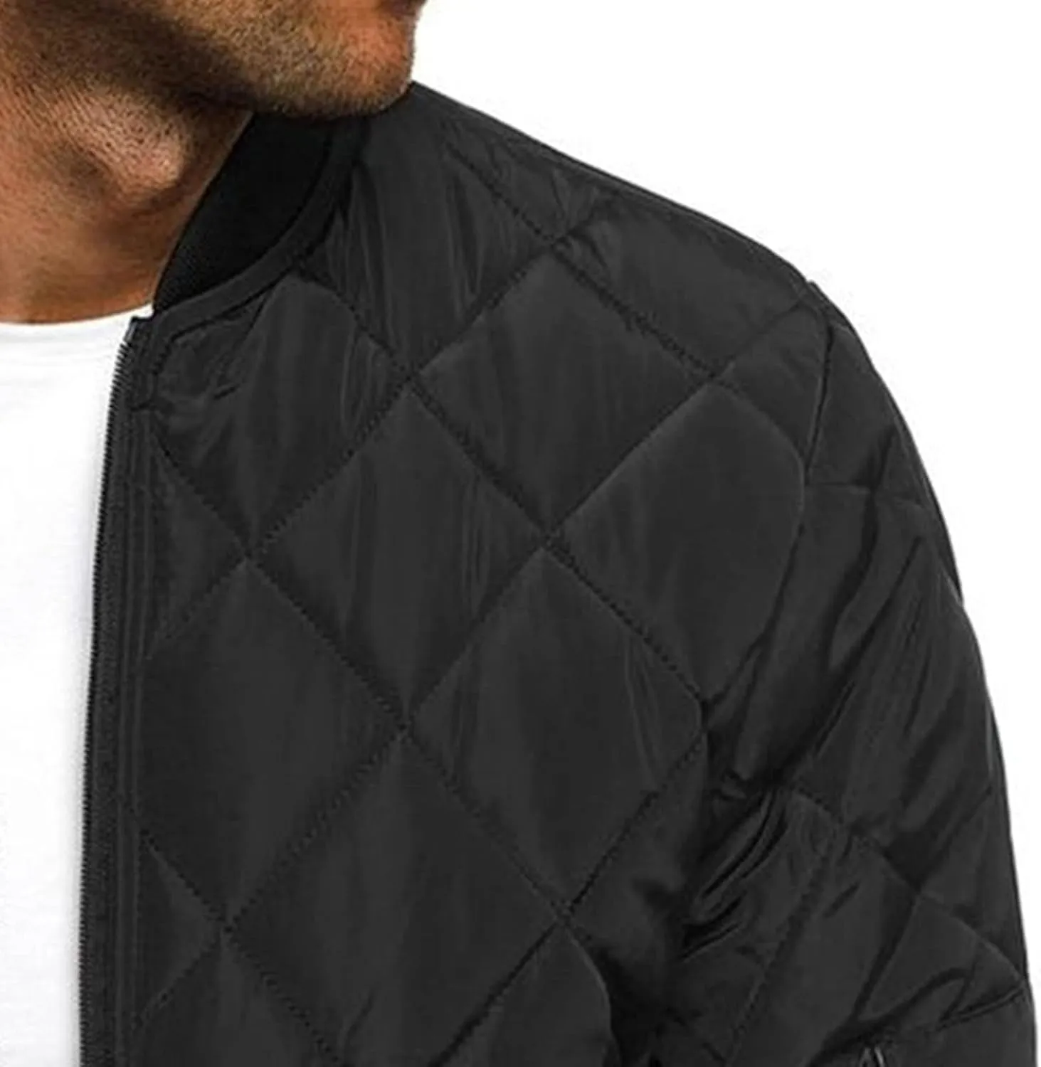 Men's Winter Baseball Jacket Male Warm Diamond Quilted Bomber Jacket Men Casual Thicken Pilot Padded Coats