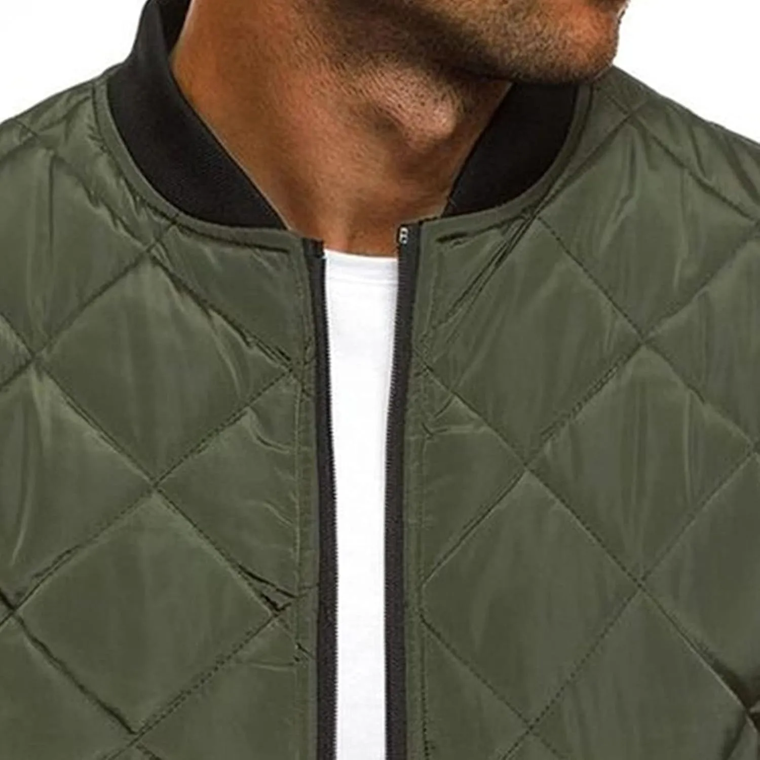 Men's Winter Baseball Jacket Male Warm Diamond Quilted Bomber Jacket Men Casual Thicken Pilot Padded Coats