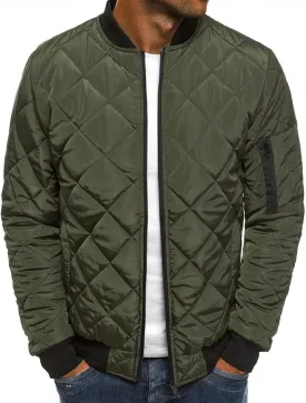 Men's Winter Baseball Jacket Male Warm Diamond Quilted Bomber Jacket Men Casual Thicken Pilot Padded Coats