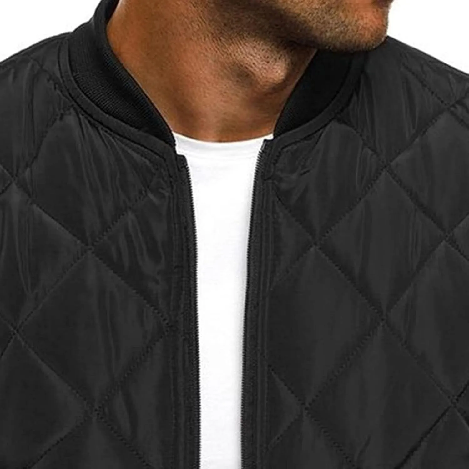 Men's Winter Baseball Jacket Male Warm Diamond Quilted Bomber Jacket Men Casual Thicken Pilot Padded Coats