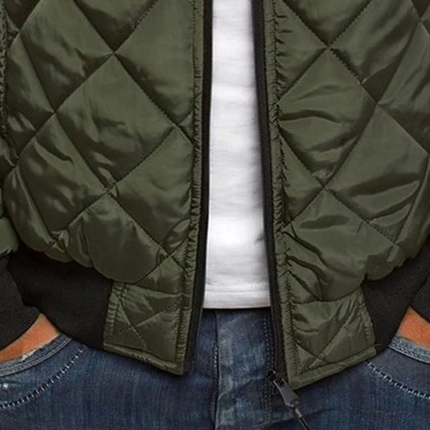Men's Winter Baseball Jacket Male Warm Diamond Quilted Bomber Jacket Men Casual Thicken Pilot Padded Coats