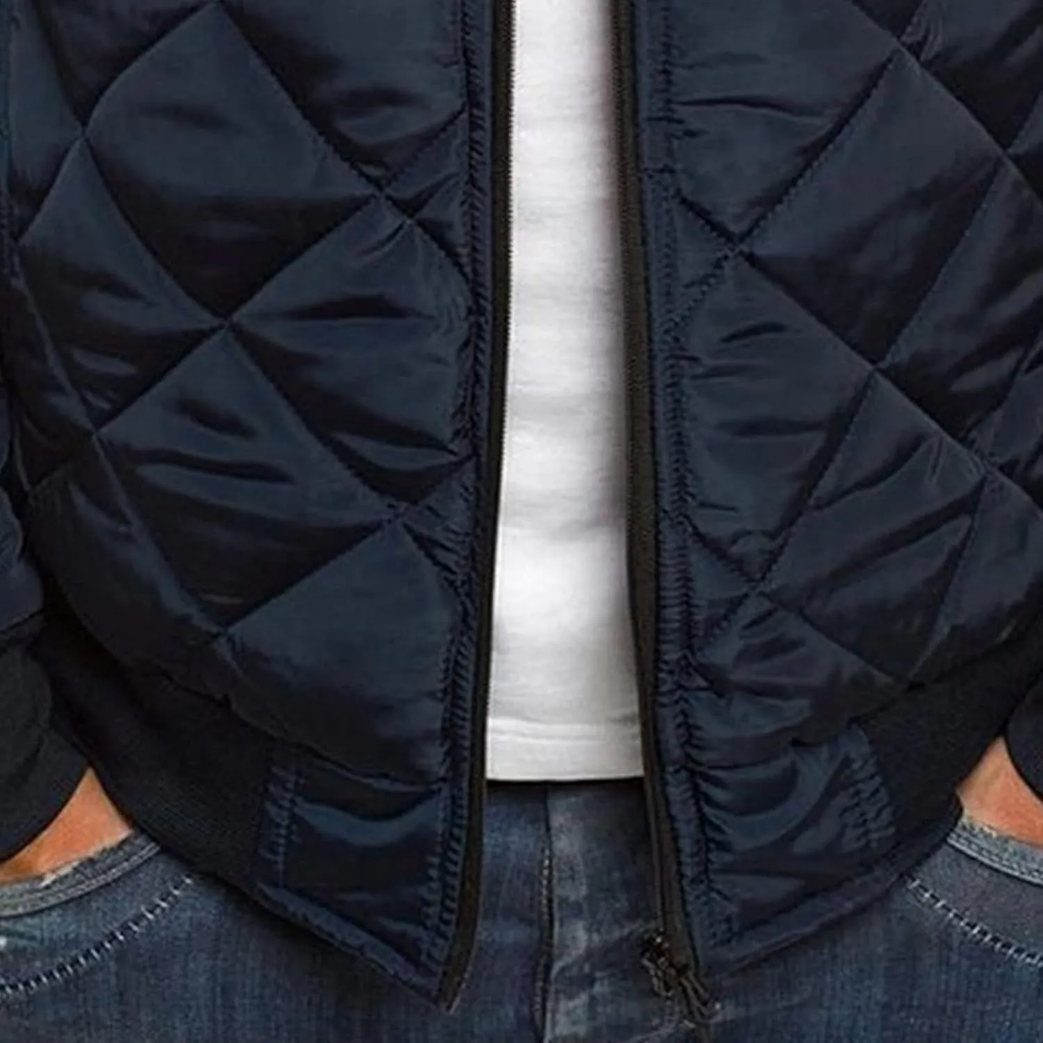 Men's Winter Warm Baseball Jacket Male Diamond Quilted Casual Bomber Outerwear Men Long Sleeve Casual Bomber Coat