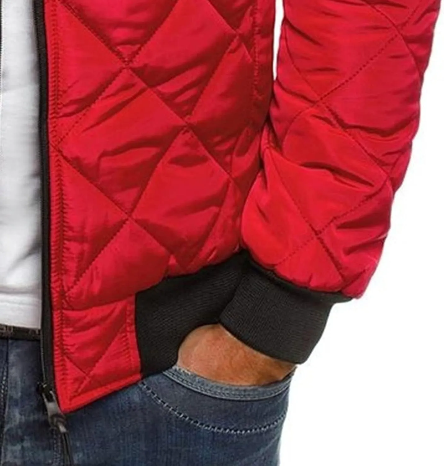 Men's Winter Warm Baseball Jacket Male Diamond Quilted Casual Bomber Outerwear Men Long Sleeve Casual Bomber Coat
