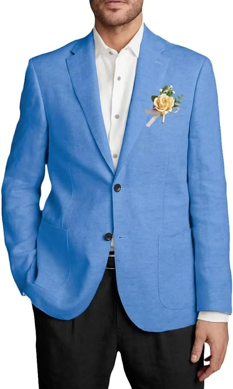 Netsky Mens Causal Linen Blazer Jacket Lightweight 2 Button Notch Lapel Summer Sport Coats