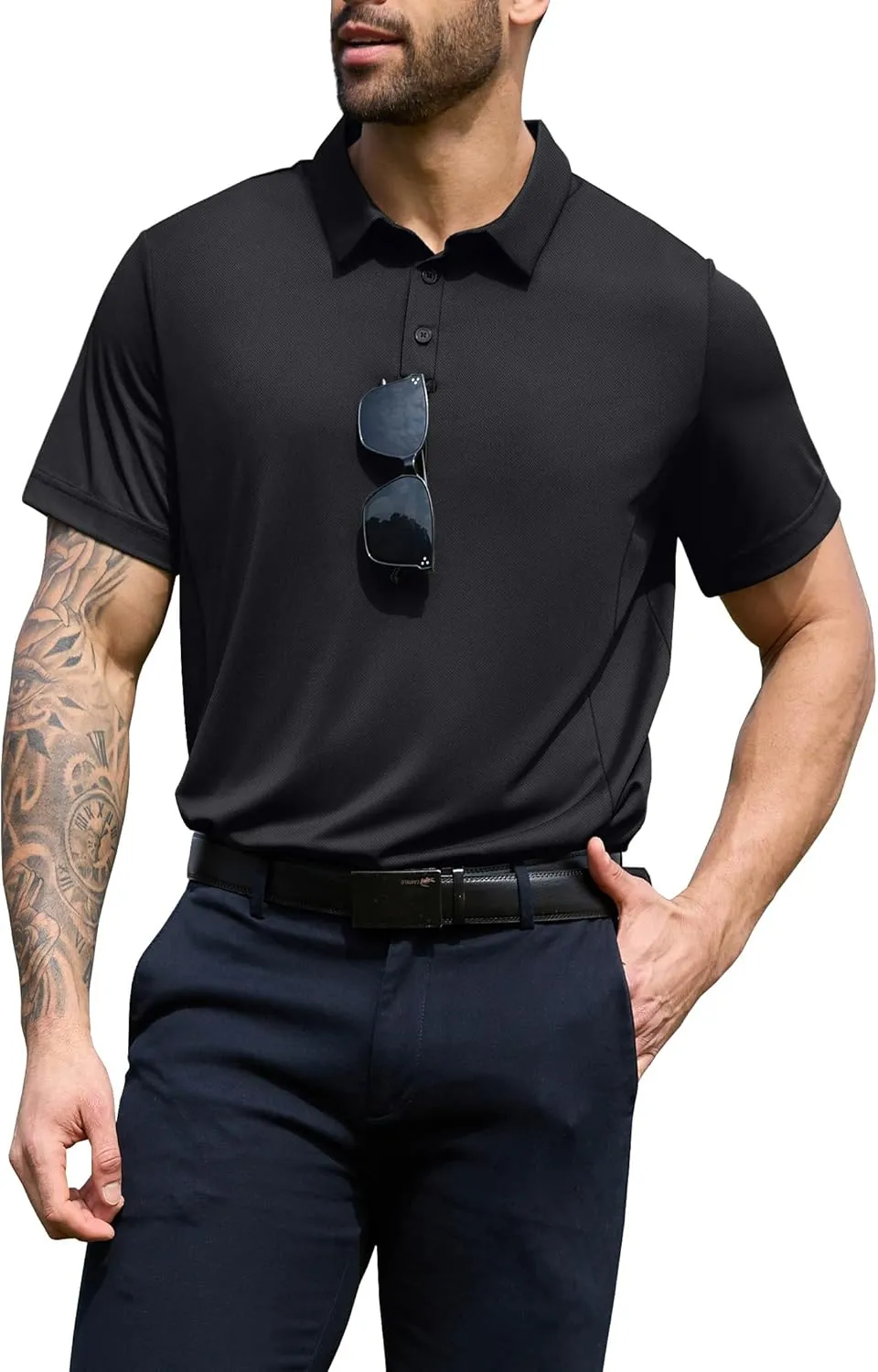 NIASHOT Men's Polo Shirts Tactical Short Sleeve Golf T-Shirt Athletic Collared Summer Shirts