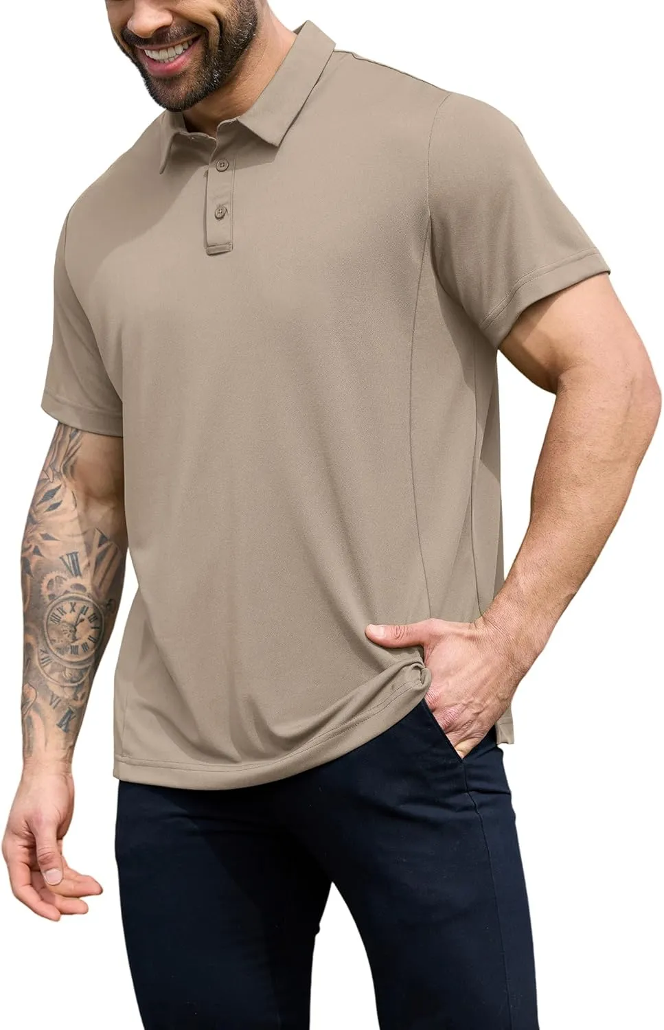 NIASHOT Men's Polo Shirts Tactical Short Sleeve Golf T-Shirt Athletic Collared Summer Shirts