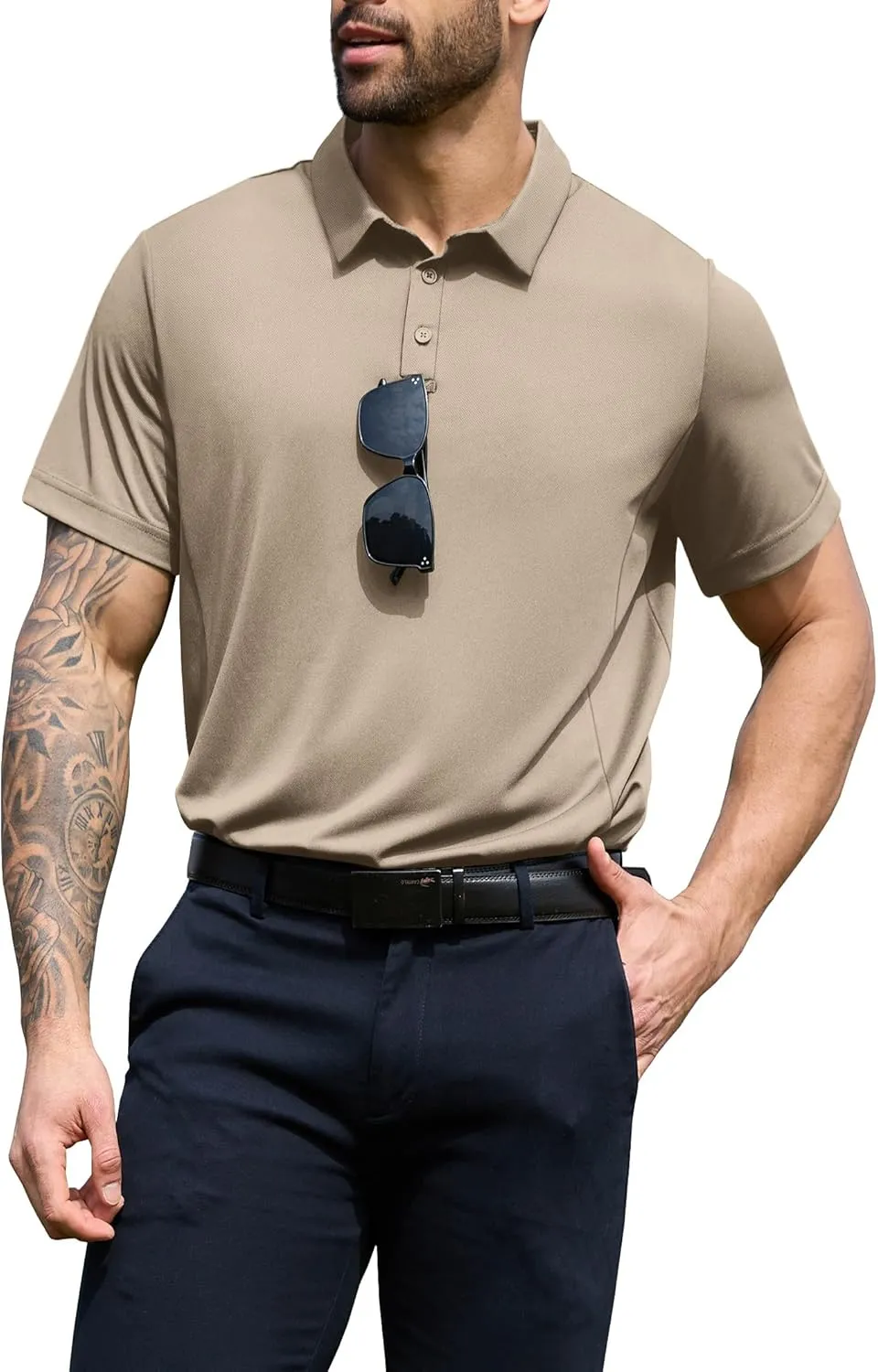 NIASHOT Men's Polo Shirts Tactical Short Sleeve Golf T-Shirt Athletic Collared Summer Shirts