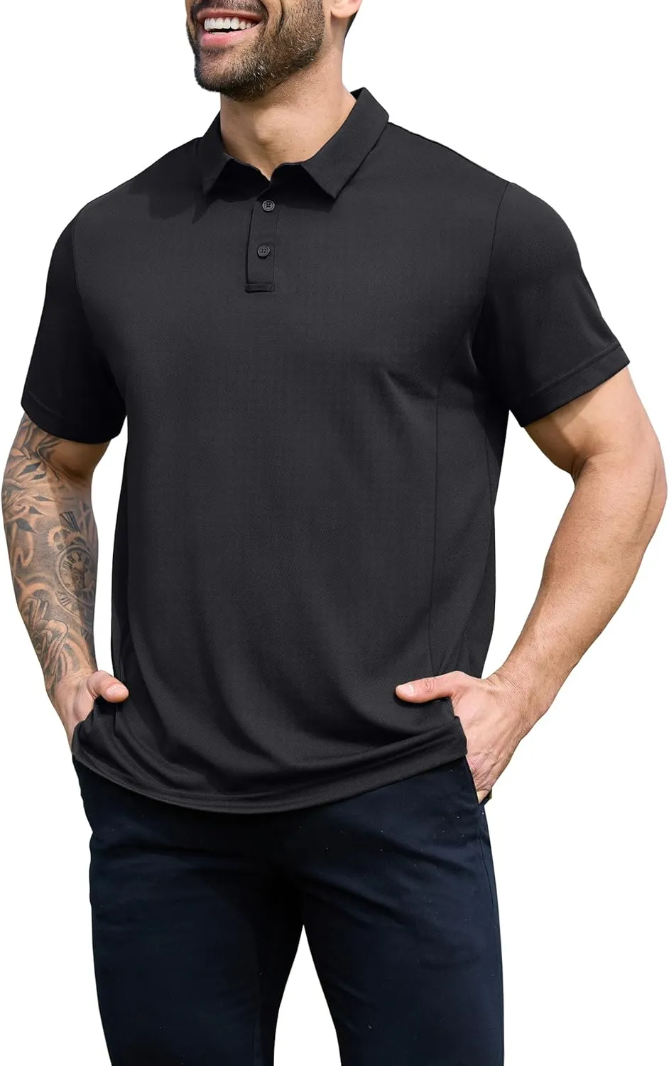NIASHOT Men's Polo Shirts Tactical Short Sleeve Golf T-Shirt Athletic Collared Summer Shirts