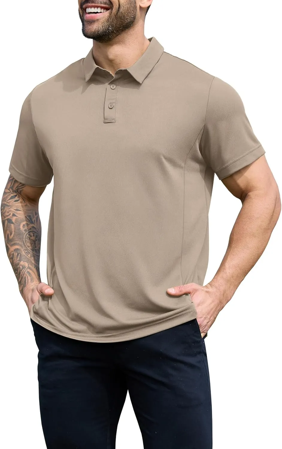 NIASHOT Men's Polo Shirts Tactical Short Sleeve Golf T-Shirt Athletic Collared Summer Shirts