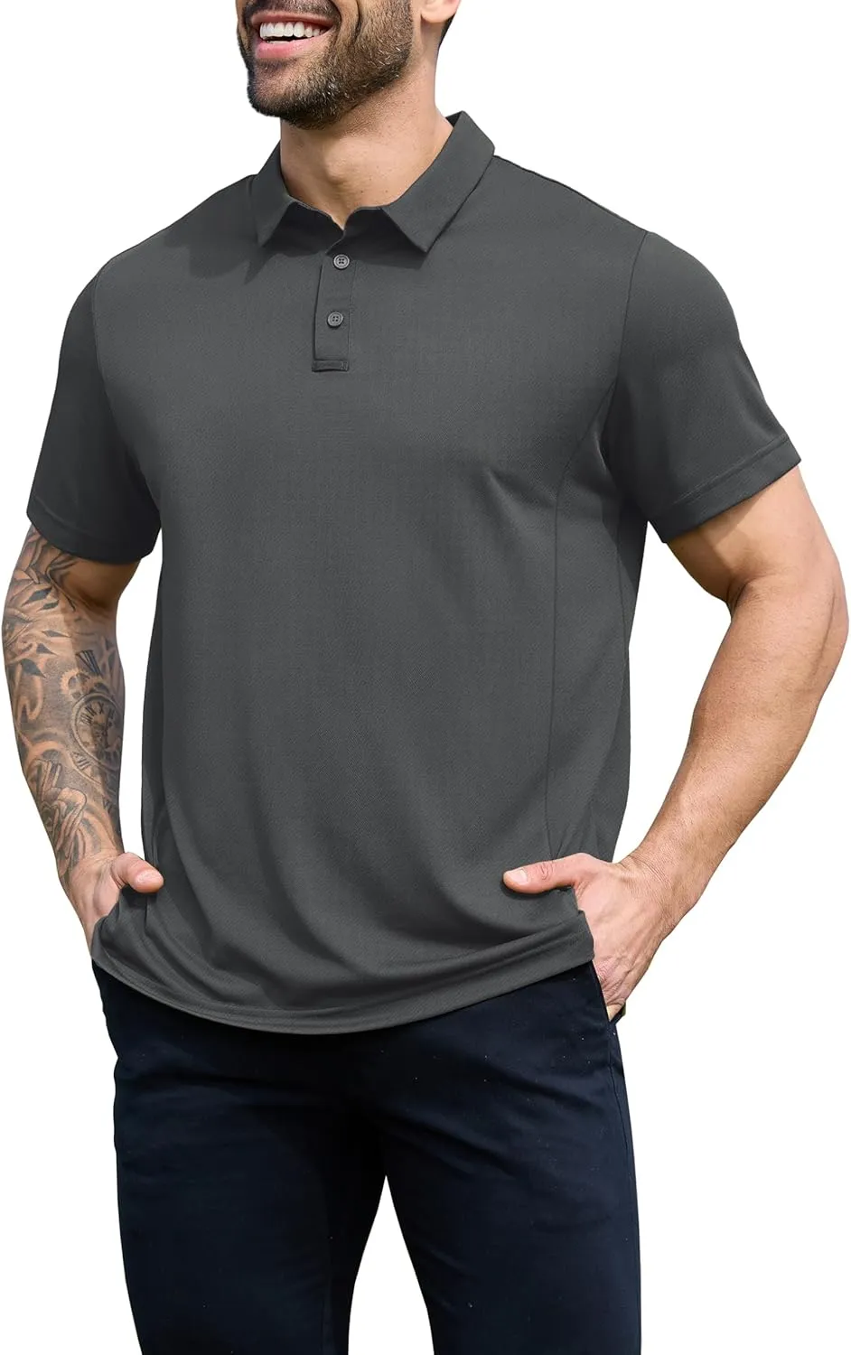 NIASHOT Men's Polo Shirts Tactical Short Sleeve Golf T-Shirt Athletic Collared Summer Shirts
