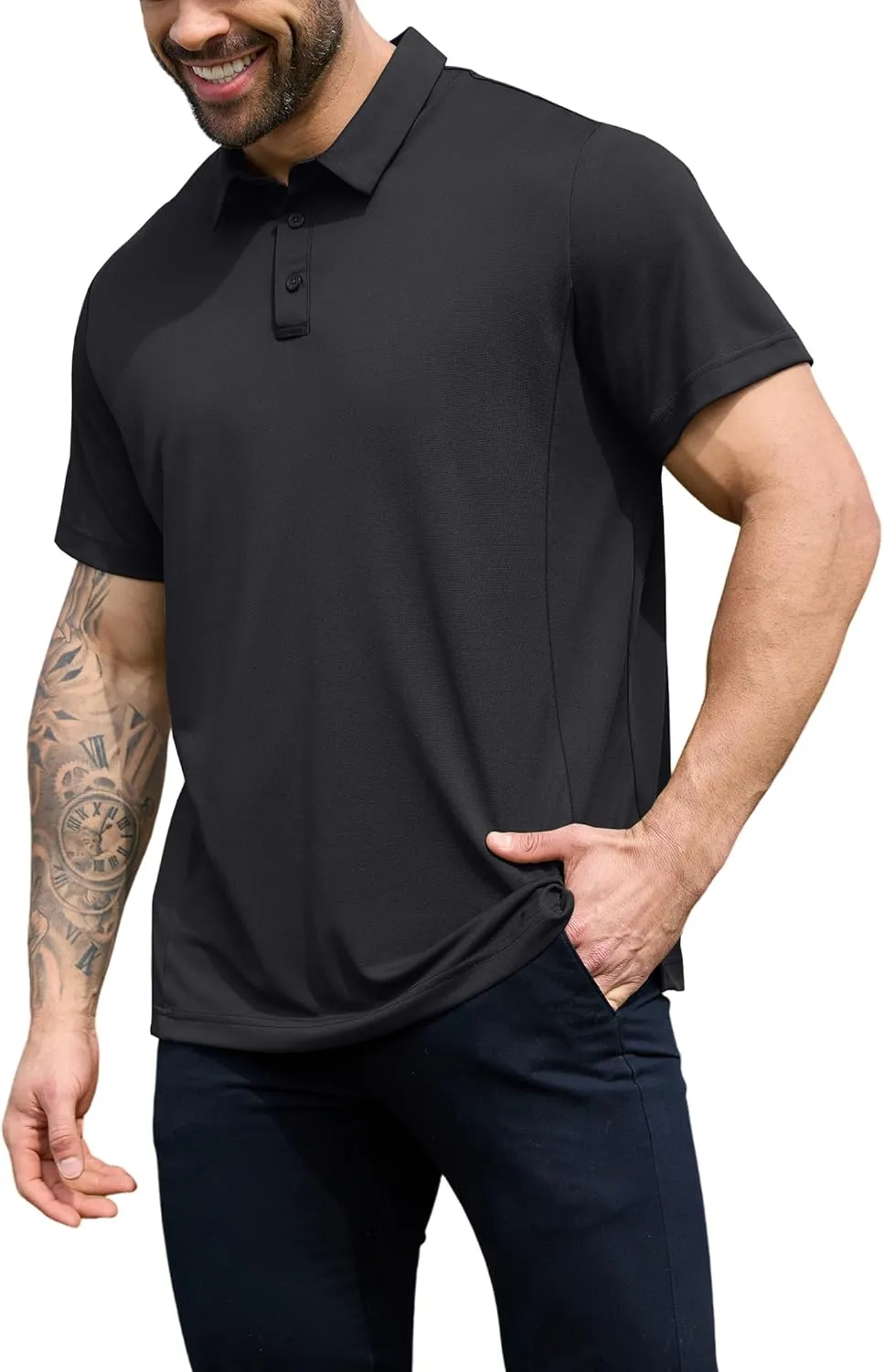 NIASHOT Men's Polo Shirts Tactical Short Sleeve Golf T-Shirt Athletic Collared Summer Shirts