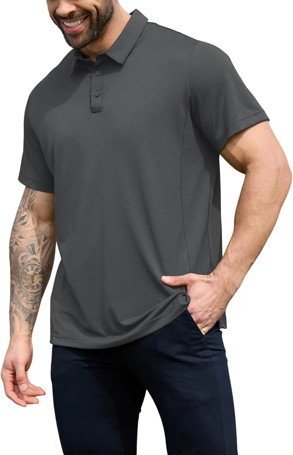 NIASHOT Men's Polo Shirts Tactical Short Sleeve Golf T-Shirt Athletic Collared Summer Shirts