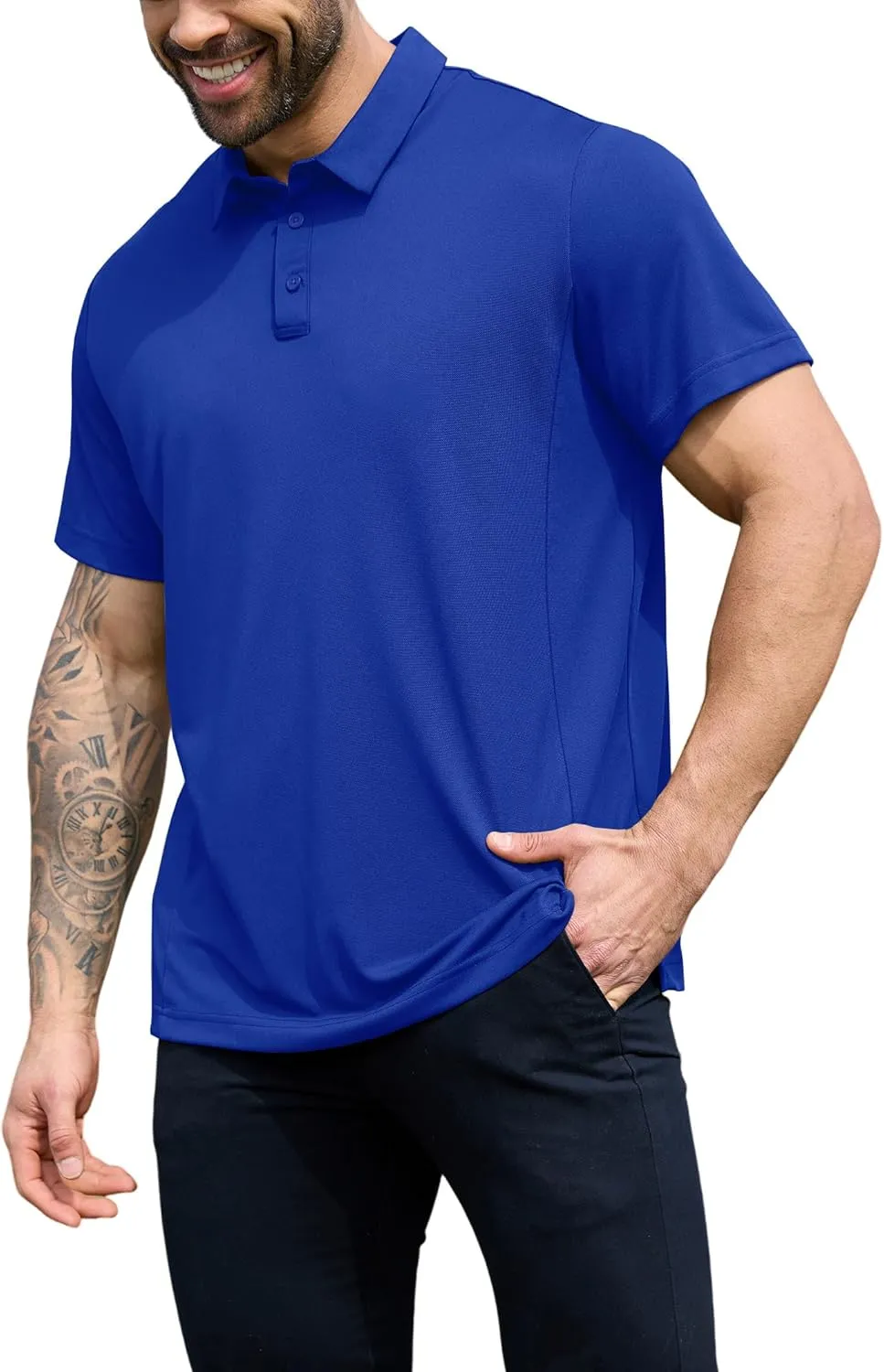 NIASHOT Men's Polo Shirts Tactical Short Sleeve Golf T-Shirt Athletic Collared Summer Shirts