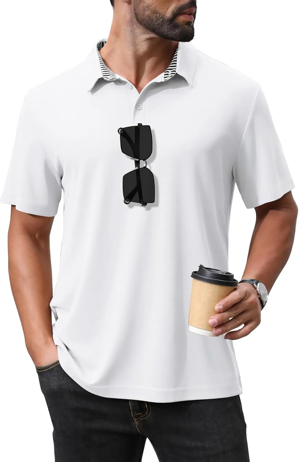 NIASHOT Polo Shirts for Men Summer Short Sleeve Golf Polos Quick-Dry Moisture Wicking T-Shirts Fashion Clothes Mens Gifts