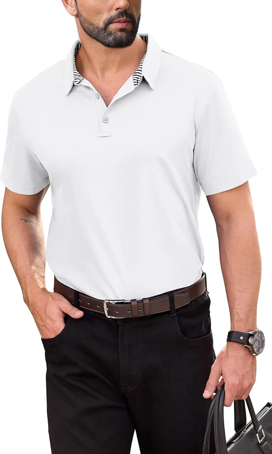 NIASHOT Polo Shirts for Men Summer Short Sleeve Golf Polos Quick-Dry Moisture Wicking T-Shirts Fashion Clothes Mens Gifts