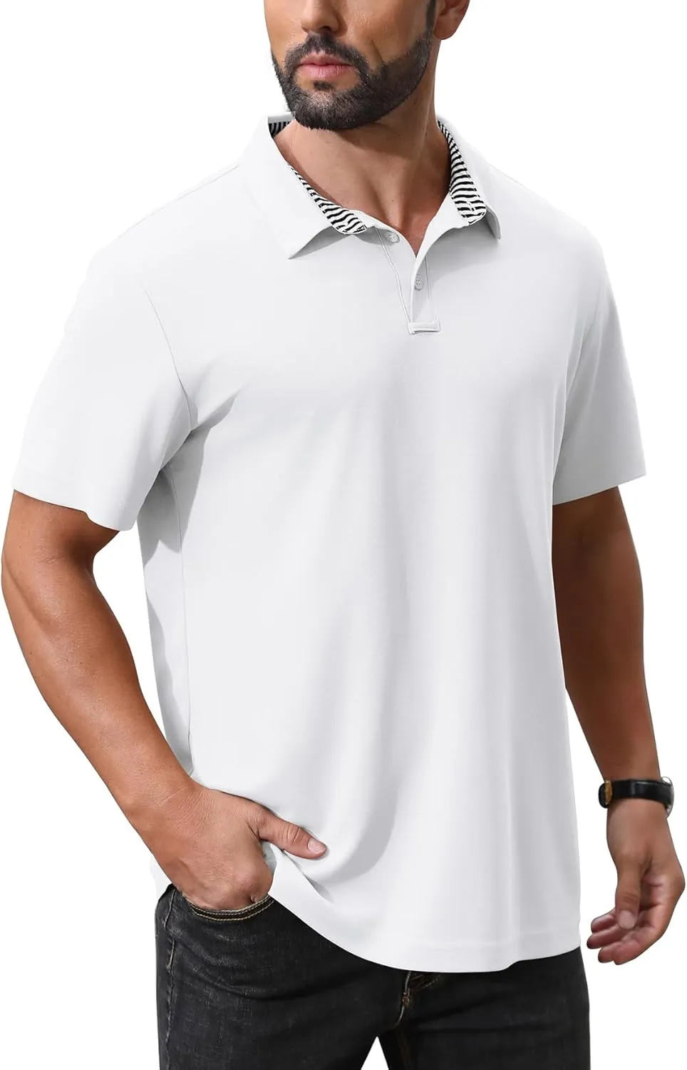NIASHOT Polo Shirts for Men Summer Short Sleeve Golf Polos Quick-Dry Moisture Wicking T-Shirts Fashion Clothes Mens Gifts
